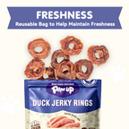 PAWUP Dog Treats Duck Jerky Rings, High Protein Training Treats for Small Medium Large Dogs, Heart Health with Taurine, 10.6oz - Pawup