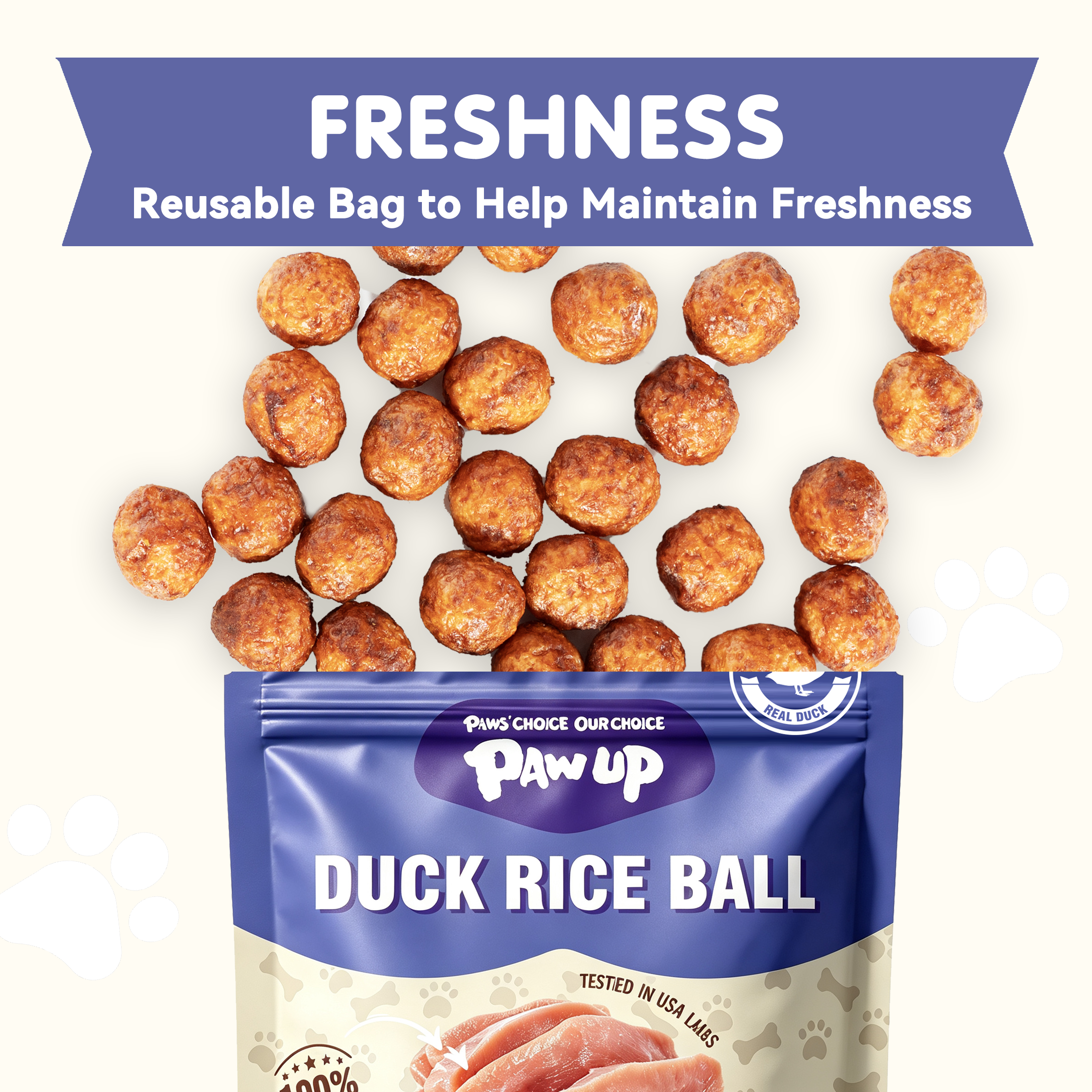 PAWUP Duck Natural Dog Treats, Popcorn-Inspired Crunchy Bites, Healthy Reward or Training Treat for Picky Eaters, Small Medium Large Dog, 2.5oz