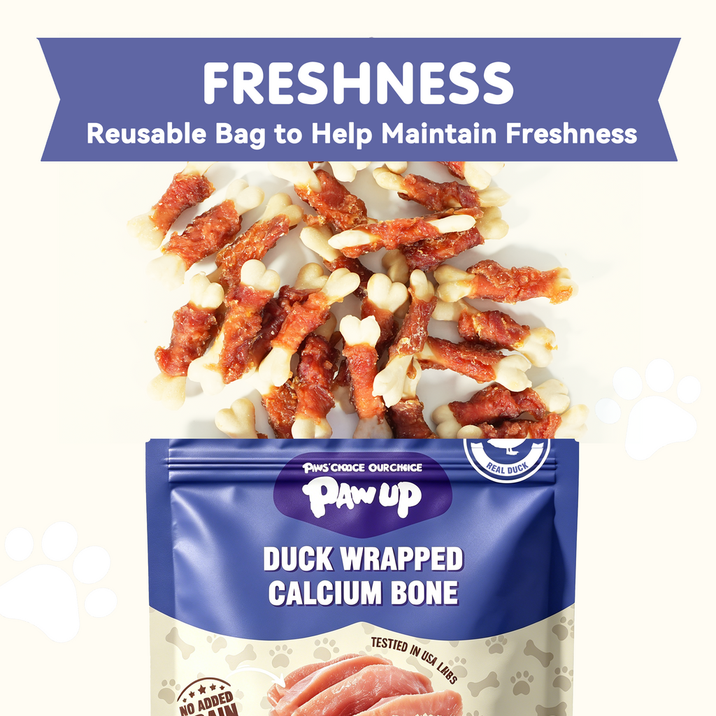 Duck Wrapped Calcium Bone Dog Treats, Rawhide-Free High-Protein Chews for Puppies & Small Dogs, 10.6 oz - Pawup
