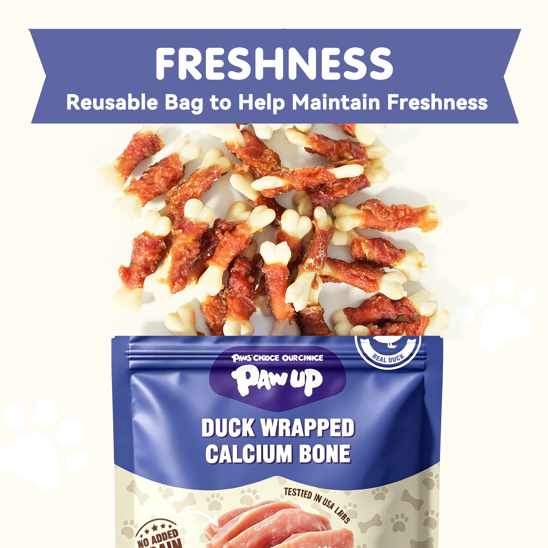 Duck Wrapped Calcium Bone Dog Treats, Rawhide-Free High-Protein Chews for Puppies & Small Dogs, 10.6 oz - Pawup