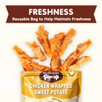 Chicken Wrapped Sweet Potato Dog Treats, Low Fat, Natural Sweet Potato Chews for Dogs, 10.4oz - Pawup