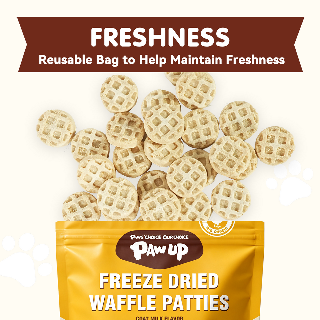 PAWUP Freeze Dried Dog Treats, Goat Milk Chicken and Liver Patties, High Protein Probiotic Snack for Small, Medium & Large Dogs, 2.5 oz Bag - Pawup