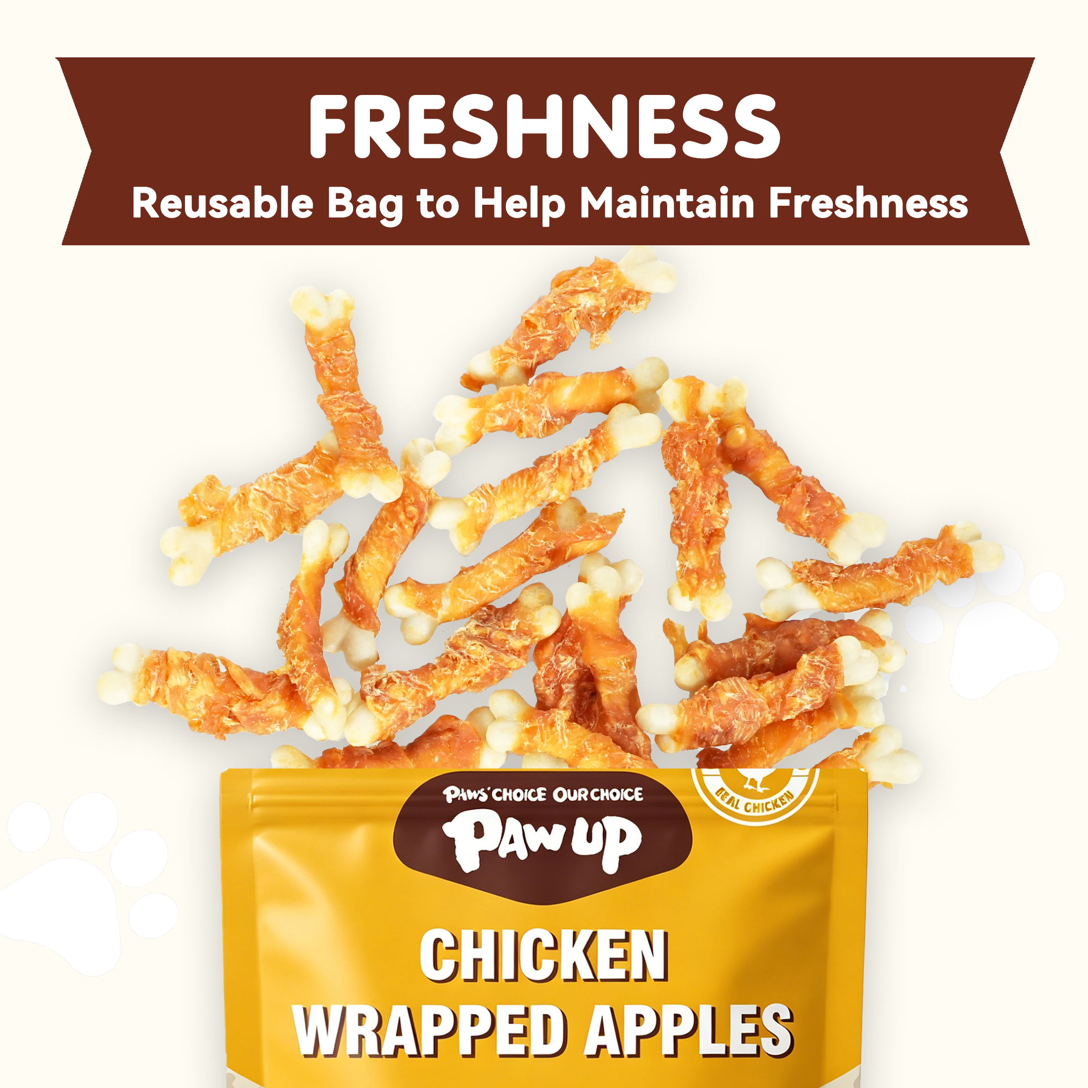 Chicken Wrapped Calcium Bone, Rawhide Free Dog Chews, Training Treats for Dogs, 10.4oz - Pawup