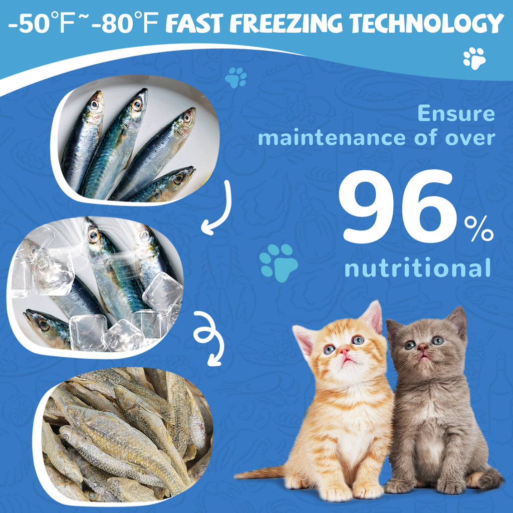 Freeze-Dried Minnows Treats for Dogs & Cats, Omega-3 Rich Single-Ingredient Snacks, 2.8 oz - Pawup