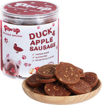 PAWUP Duck Jerky Dog Treats, Duck & Apple Sausage Slices, 12.5 oz | Taurine Added, Rawhide Free, Soft Dog Snack, For Small & Medium Dogs Training - Pawup