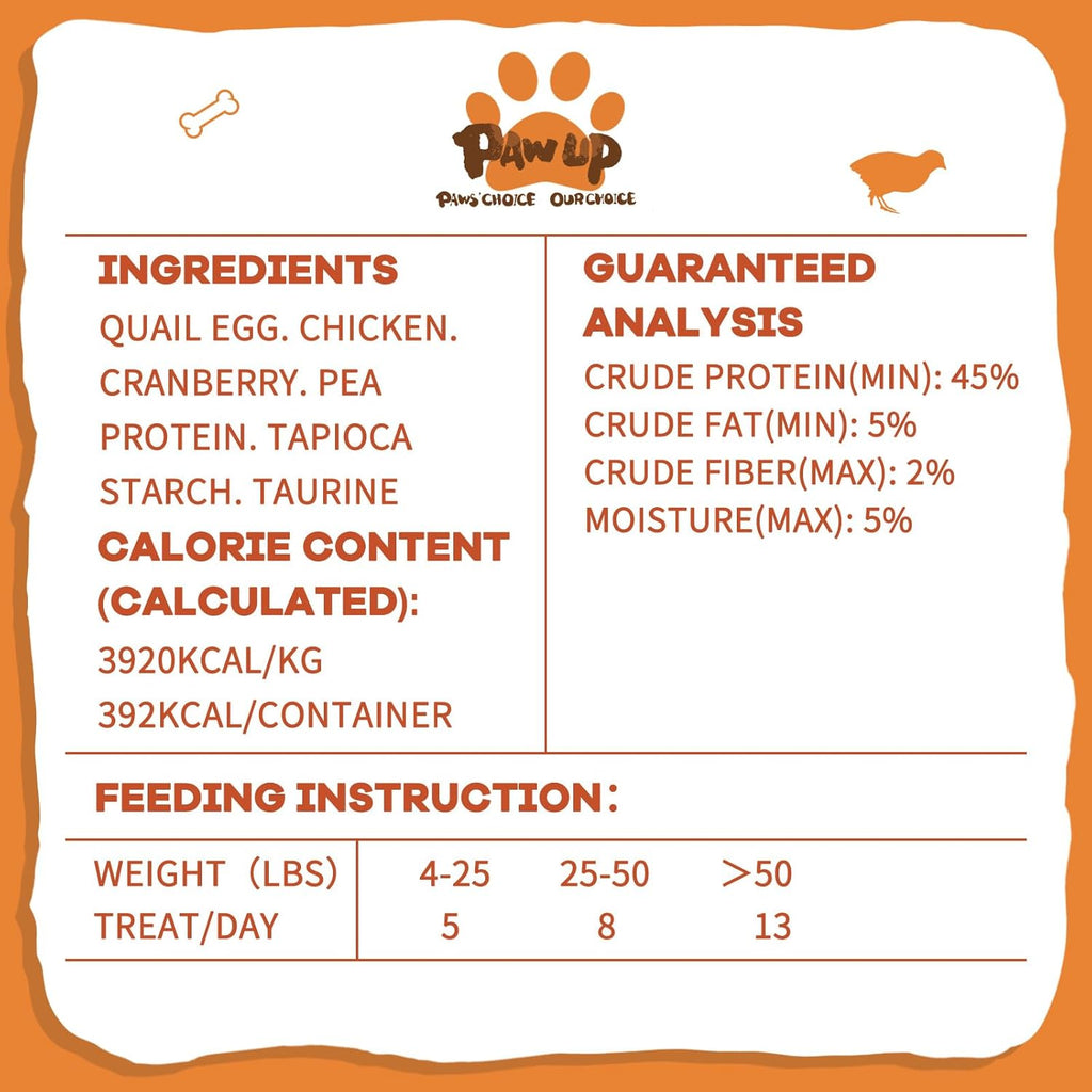 Freeze Dried Quail Egg Yolk Treats for Cats & Dogs, Coat & Urinary Health, 3.5 oz - Pawup
