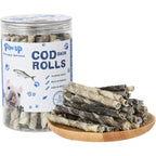 Cod Skin Dog Treats Natural High Omega 3 Dog Snacks, Single Ingredient Cod Skin Chews for Small Dogs w/Taurine, 8 oz - Pawup