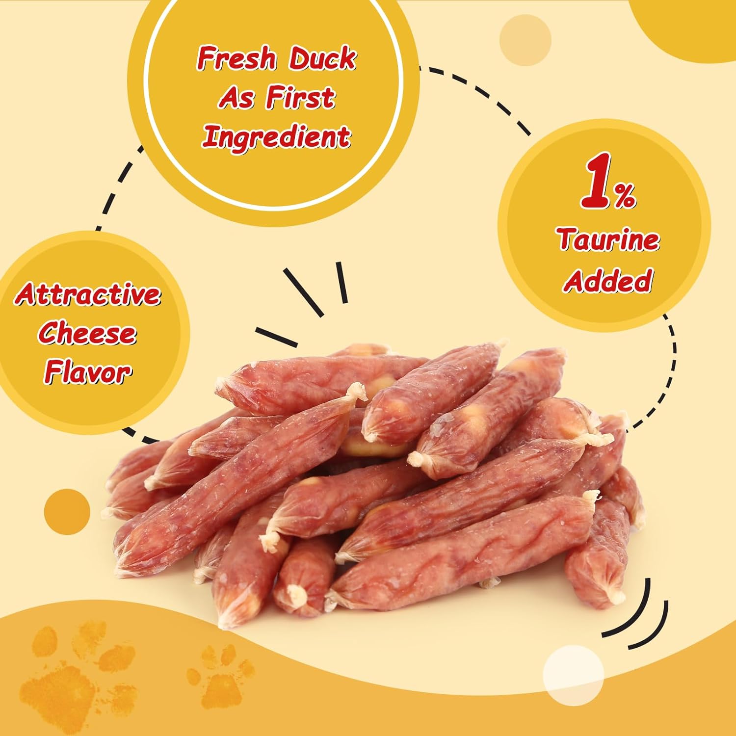 Duck Cheese Sausage Dog Treats, Rawhide-Free Training Snacks for Dogs, 12.5 oz - Pawup