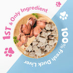 Freeze-Dried Duck Liver Treats for Cats & Dogs, High-Protein Single-Ingredient Snacks, 4.6 oz - Pawup