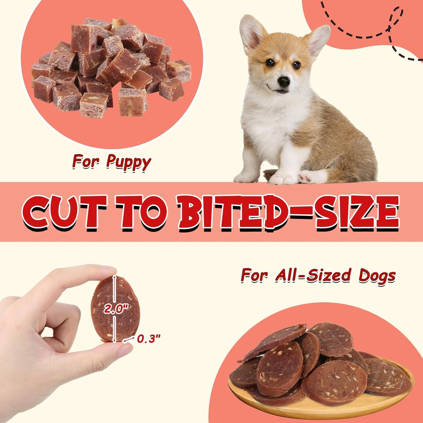 Duck Apple Sausage Bites Dog Treats, High-Protein Chewy Snacks for Dogs, 12.5 oz - Pawup
