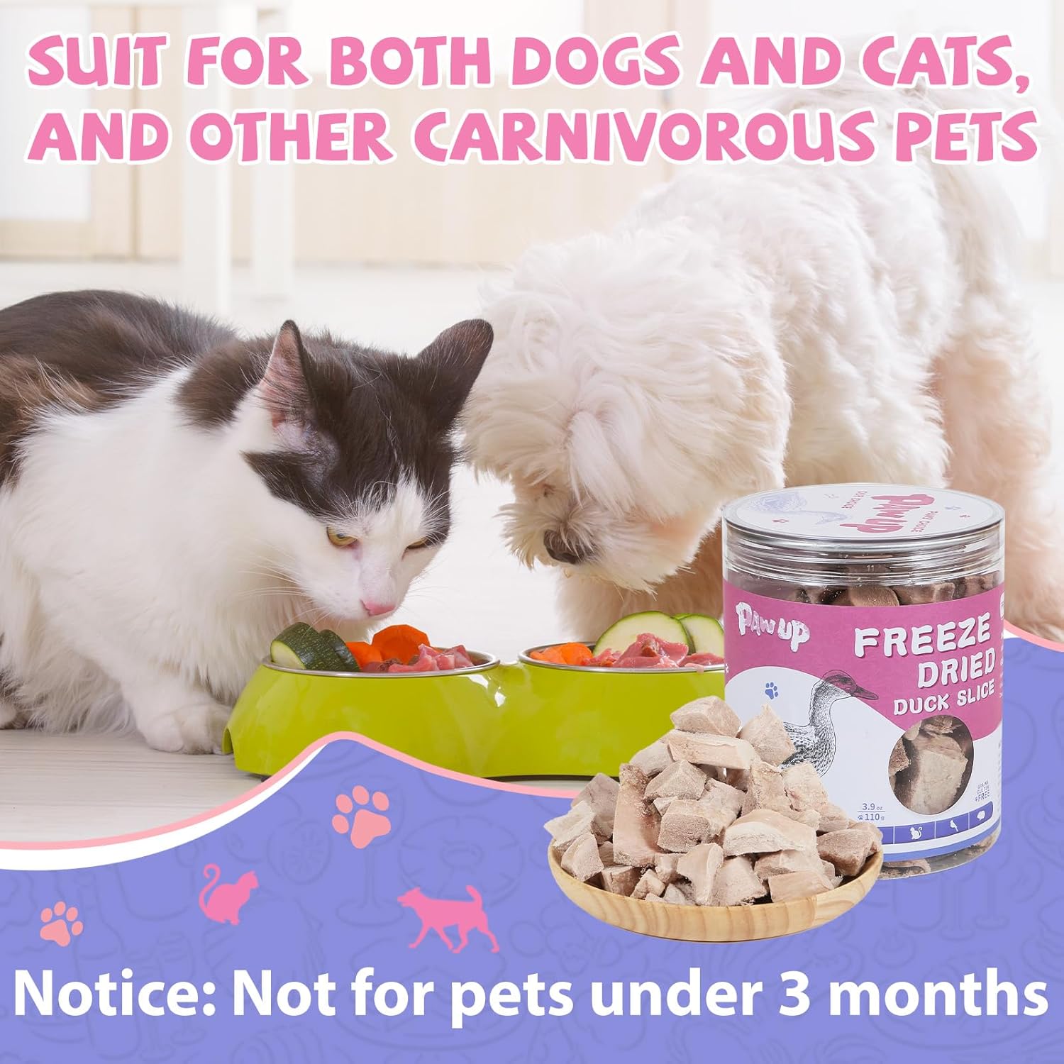 Freeze-Dried Duck Treats for Cats & Dogs, High-Protein Food Topper, 3.8 oz - Pawup