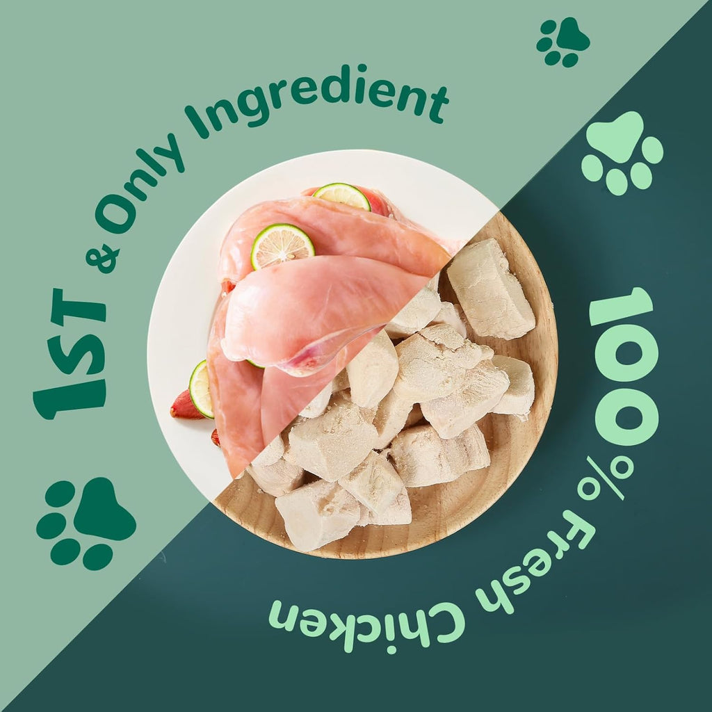Freeze-Dried Chicken Treats for Cats & Dogs, High-Protein Single-Ingredient Food Topper, 3.8 oz - Pawup