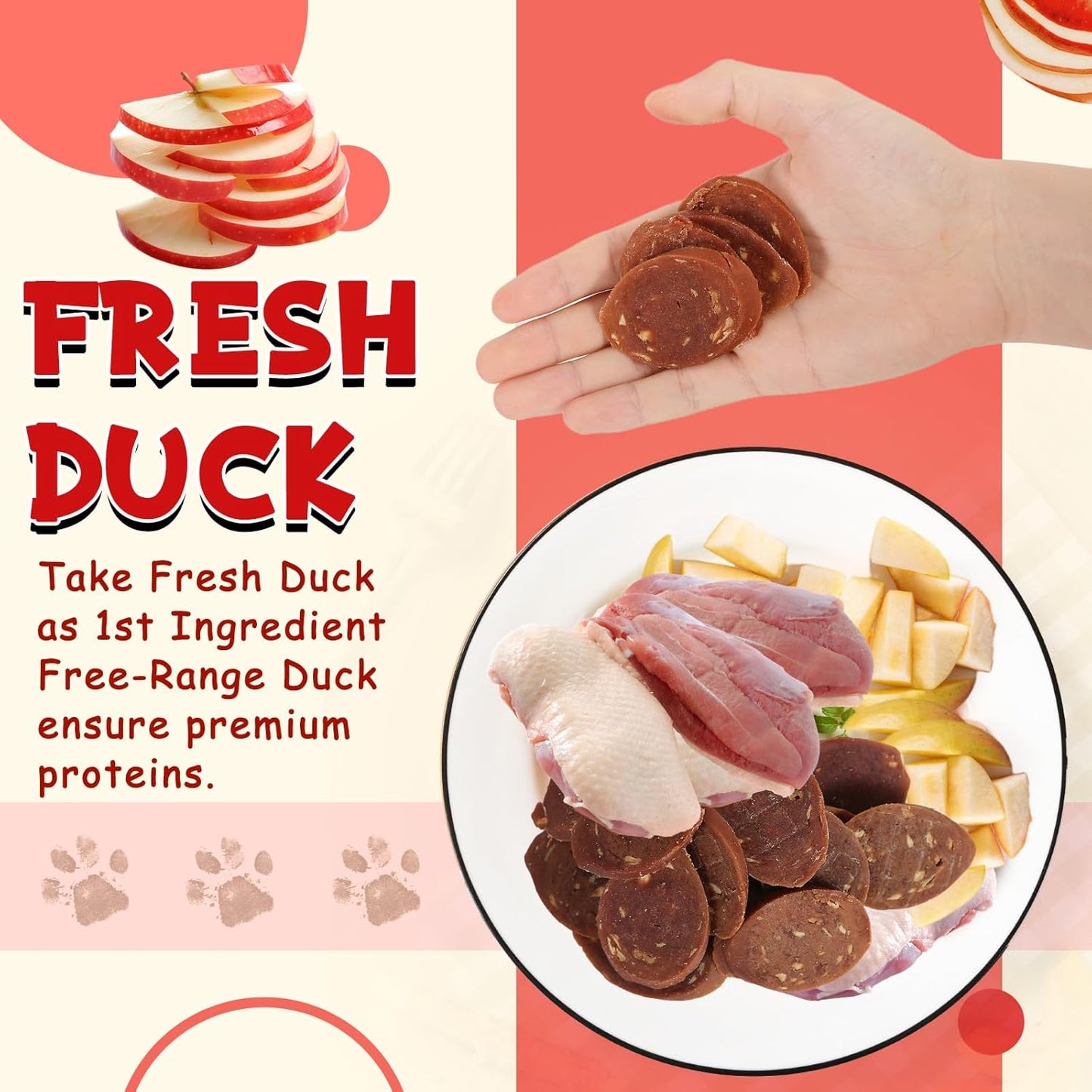 Duck Apple Sausage Bites Dog Treats, High-Protein Chewy Snacks for Dogs, 12.5 oz - Pawup