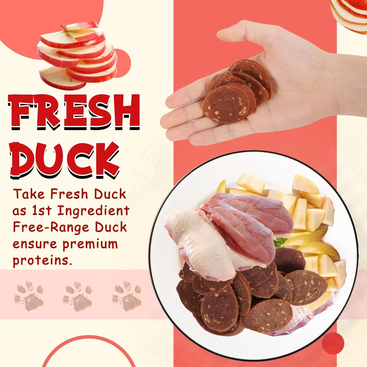 Duck Apple Sausage Bites Dog Treats, High-Protein Chewy Snacks for Dogs, 12.5 oz - Pawup