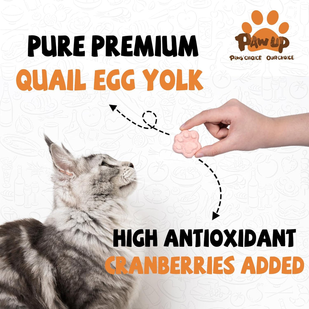 Freeze Dried Quail Egg Yolk Treats for Cats & Dogs, Coat & Urinary Health, 3.5 oz - Pawup