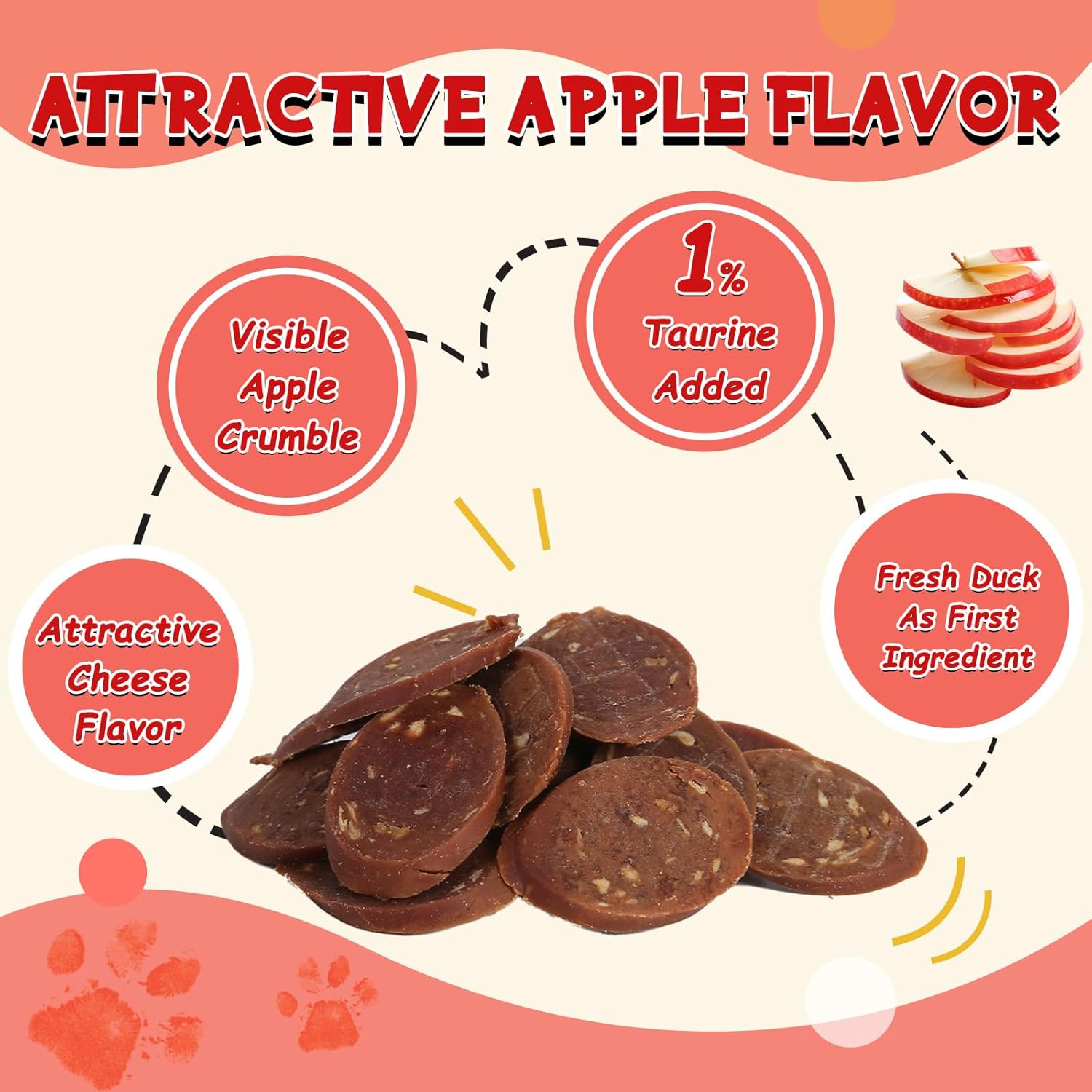 Duck Apple Sausage Bites Dog Treats, High-Protein Chewy Snacks for Dogs, 12.5 oz - Pawup