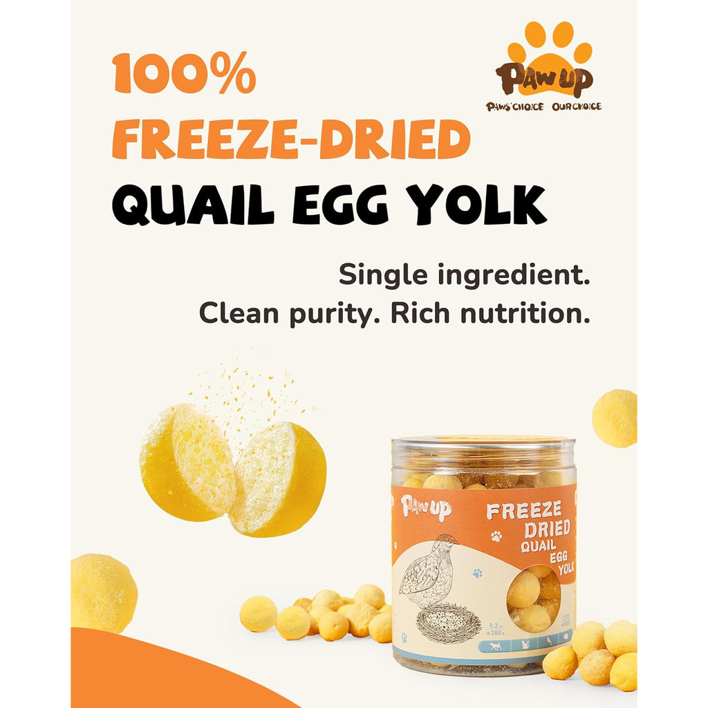 Freeze-Dried Quail Egg Yolk Treats for Dogs & Cats, Single-Ingredient Snacks - Pawup