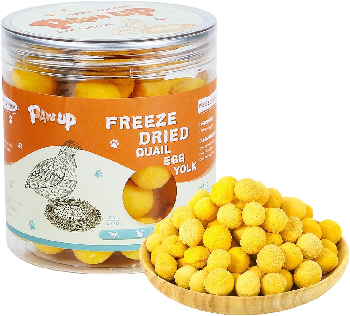 Freeze-Dried Quail Egg Yolk Treats for Dogs & Cats, Single-Ingredient Snacks - Pawup