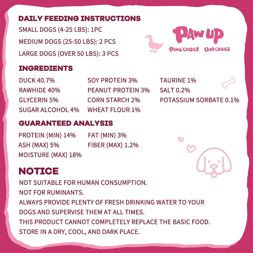 Duck Rawhide Ring Dog Treats, Long-Lasting Chews for Aggressive Chewers, 4 Pack (12.5 oz) - Pawup