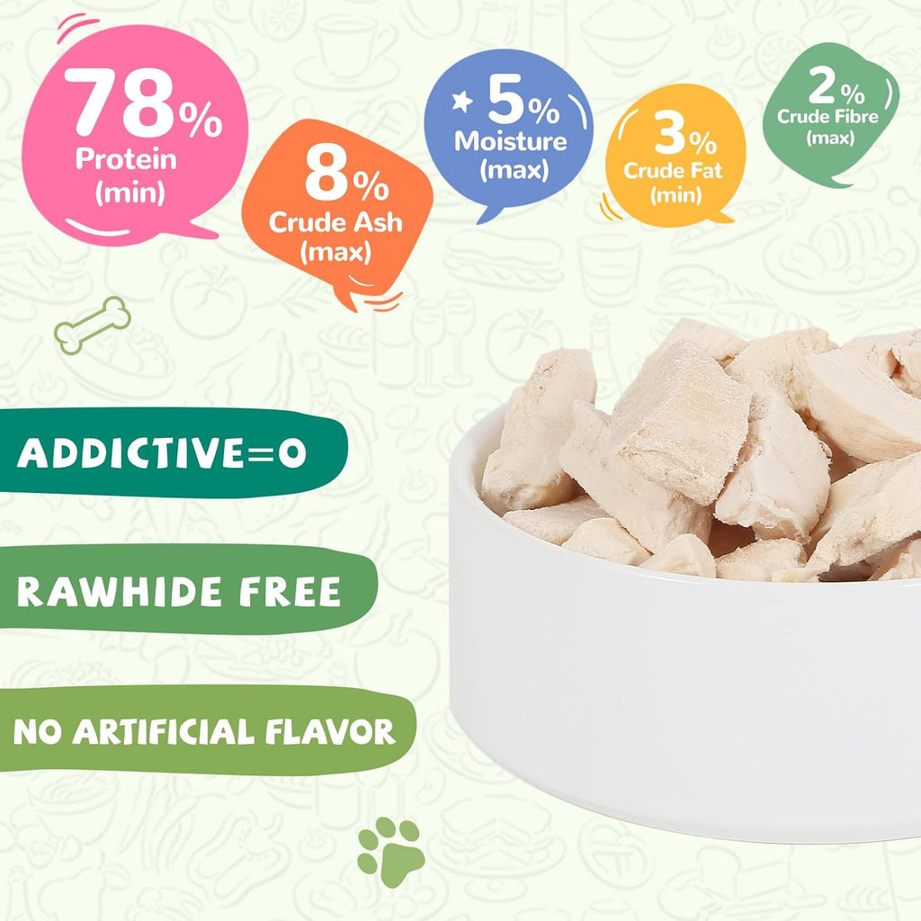 Freeze-Dried Chicken Treats for Cats & Dogs, High-Protein Single-Ingredient Food Topper, 3.8 oz - Pawup