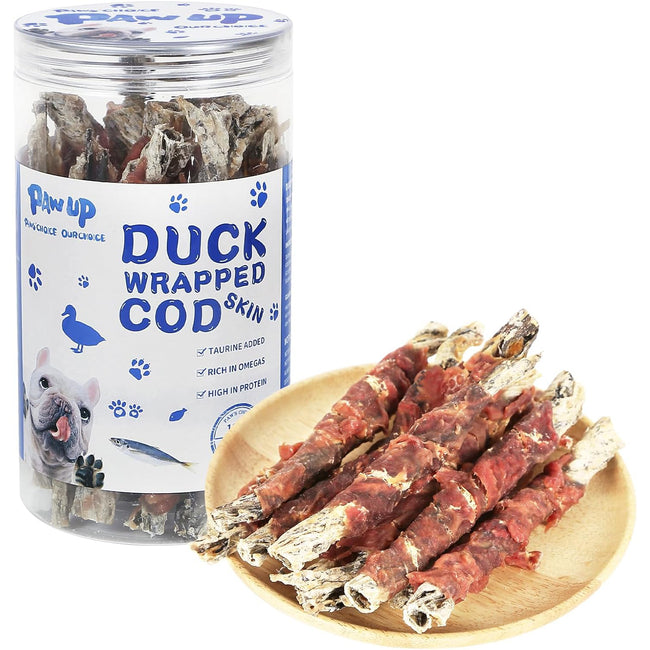 Cod Skin with Duck Dog Treats, High-Protein Omega-3 Chews for Dogs, 12.5 oz - Pawup Hover Image
