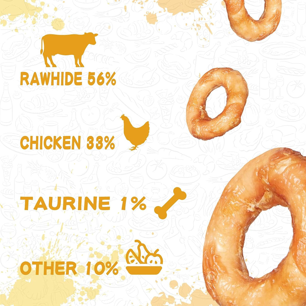 Long Lasting Chicken Wrapped Rawhide Donut, 12.5 oz - Pawup