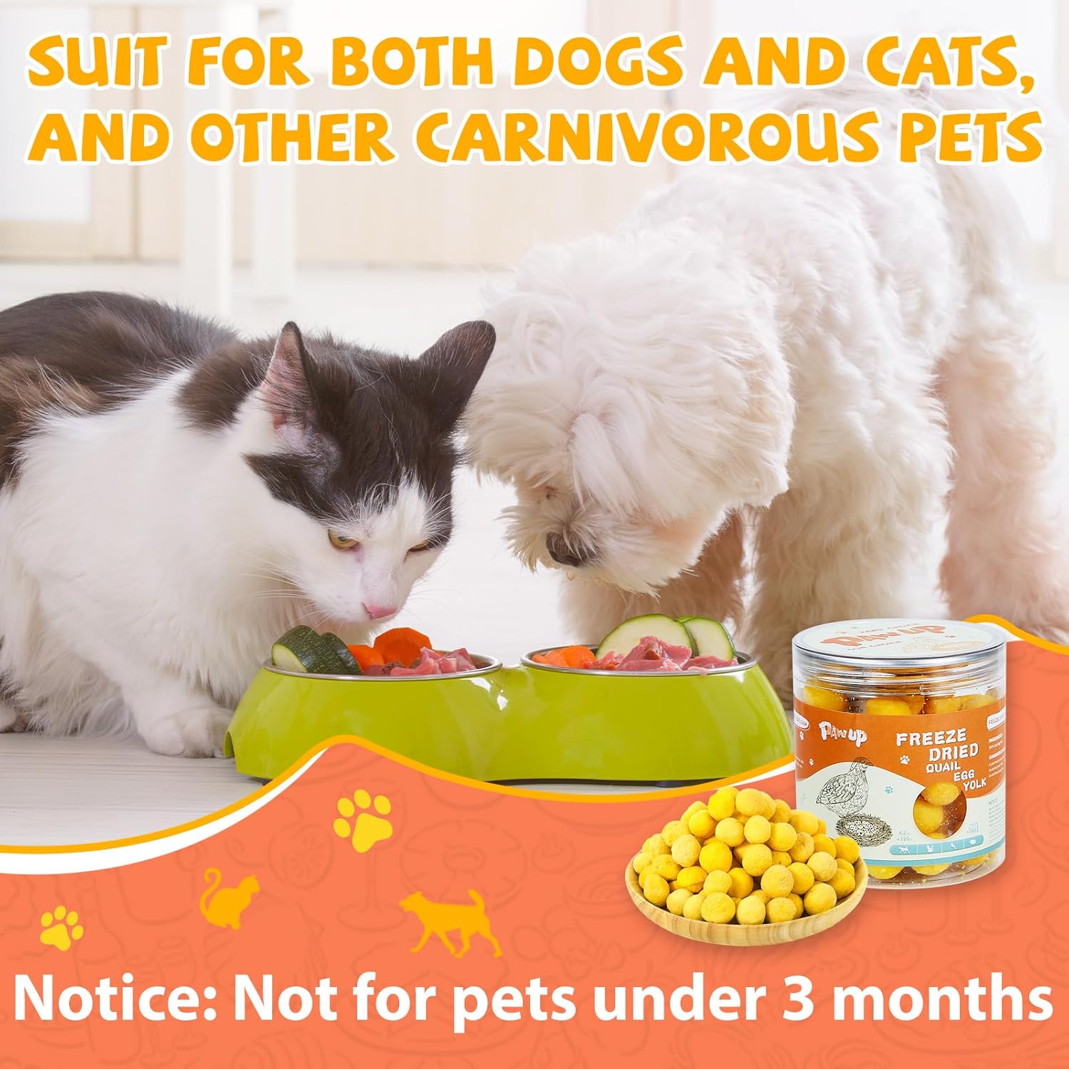 Freeze-Dried Quail Egg Yolk Treats for Dogs & Cats, Single-Ingredient Snacks - Pawup