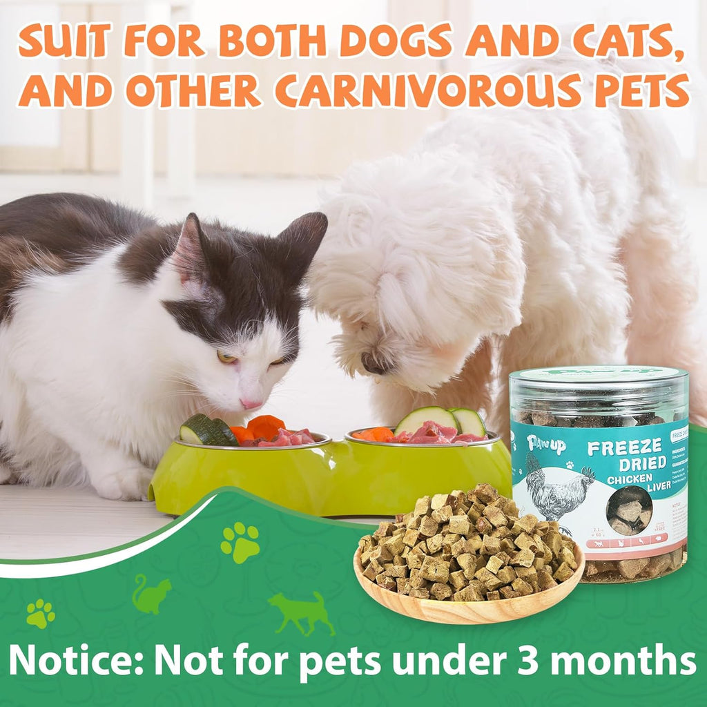 Freeze-Dried Chicken Liver Treats for Dogs & Cats, High-Protein Snacks, 2.1 oz - Pawup