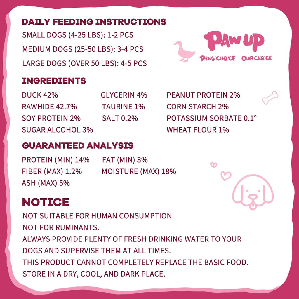 Duck Rawhide Stick Dog Treats, Long-Lasting Chews for Small Dogs, 12.5 oz - Pawup