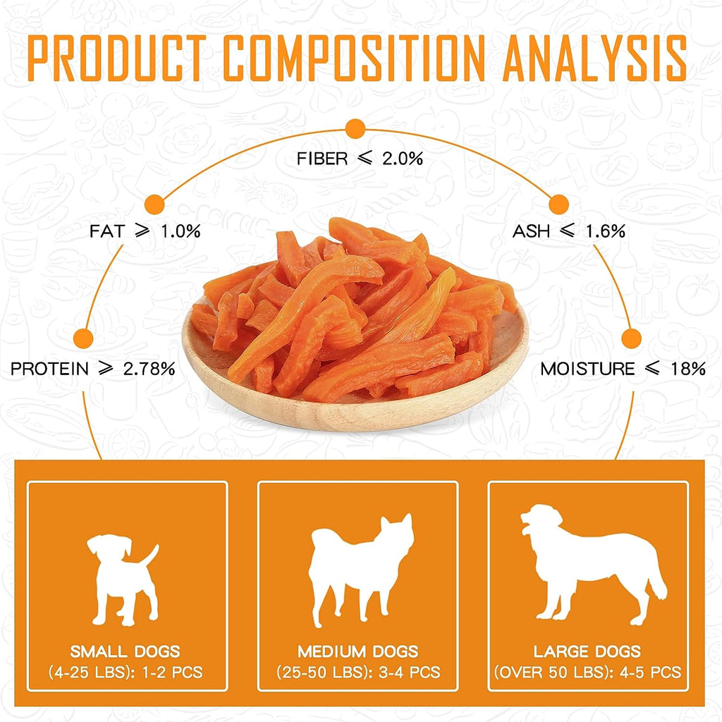 Sweet Potato Strips Dog Treat Soft,Vegan Chew, 12.5 oz - Pawup