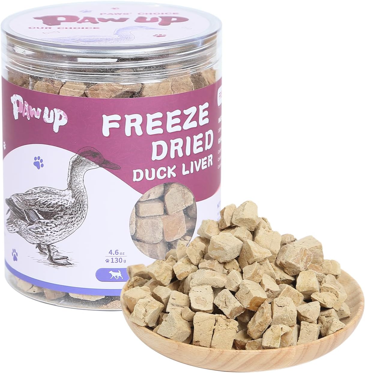 Freeze-Dried Duck Liver Treats for Cats & Dogs, High-Protein Single-Ingredient Snacks, 4.6 oz - Pawup