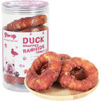 Duck Rawhide Ring Dog Treats, Long-Lasting Chews for Aggressive Chewers, 4 Pack (12.5 oz) - Pawup