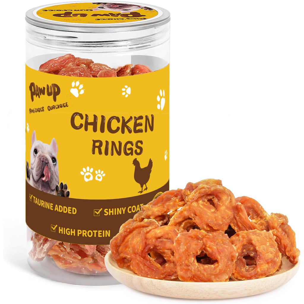 PAWUP Chicken Rings Dog Treats, Soft Chicken Jerky, Easy to Eat, High Protein Low Fat Daily Treats for Small Medium Large Dogs, 12.5 oz | High Protein Chicken Jerky, Easy to Eat, Rawhide-Free Natural Chews, Small and Medium Breed Dogs - Pawup