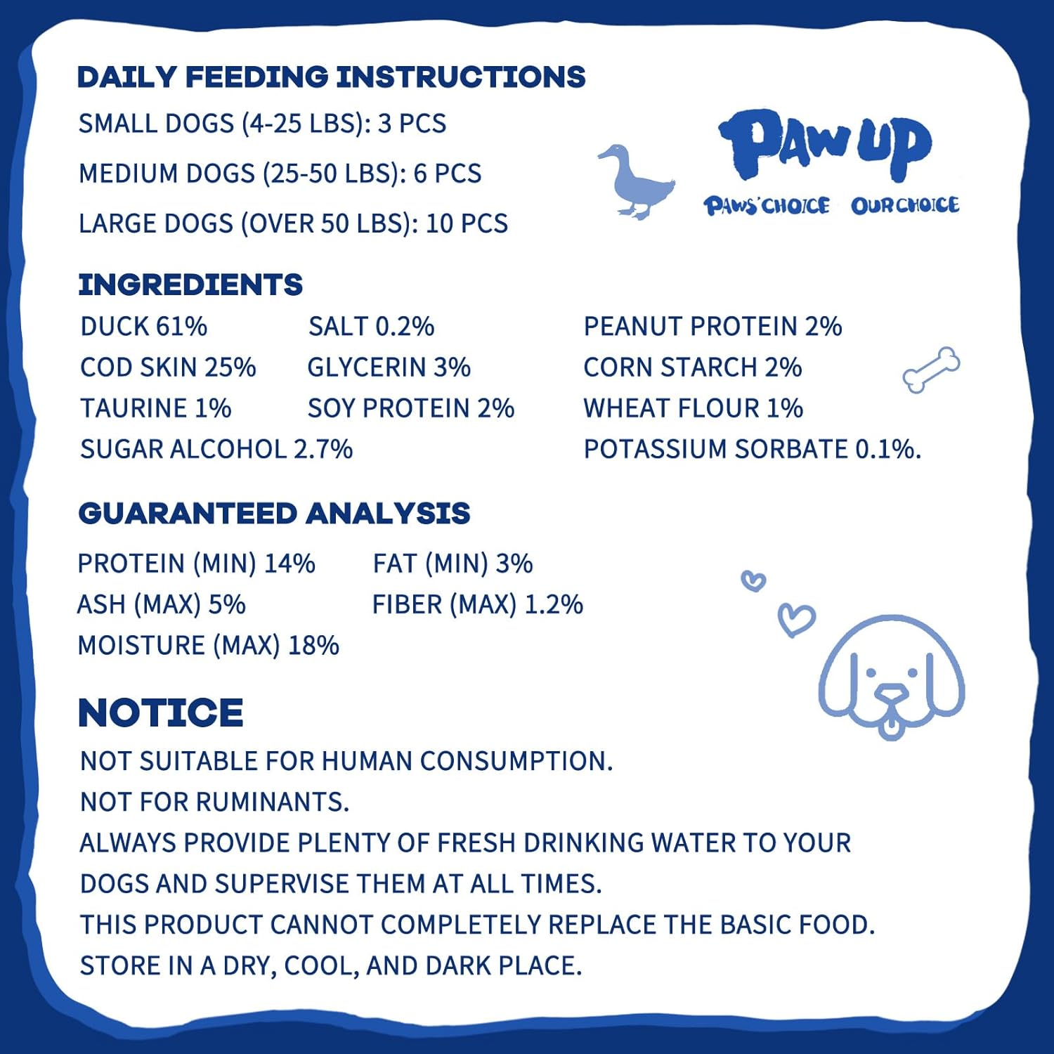 Cod Skin with Duck Dog Treats, High-Protein Omega-3 Chews for Dogs, 12.5 oz - Pawup