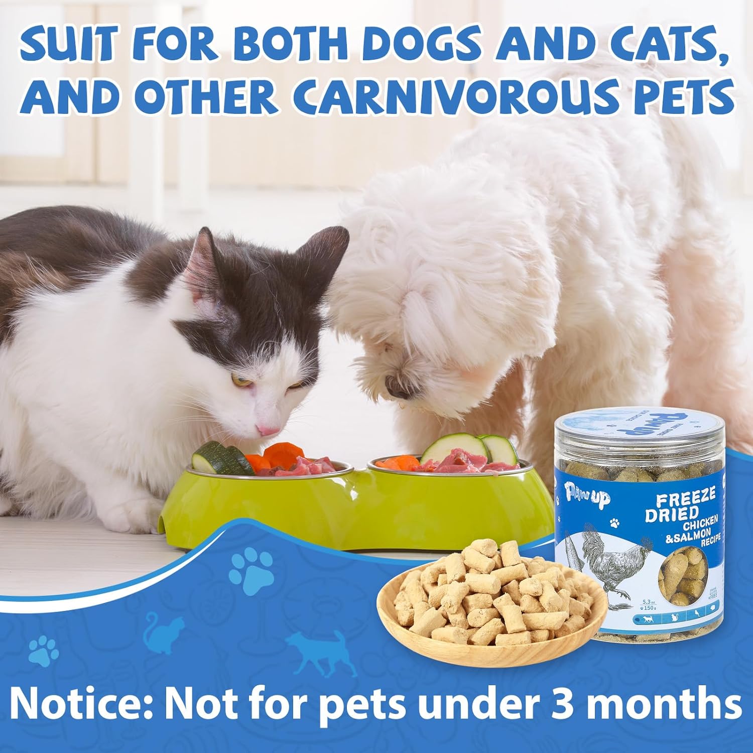 Freeze-Dried Chicken & Salmon Treats for Dogs & Cats, High-Protein Snacks, 5.3 oz - Pawup