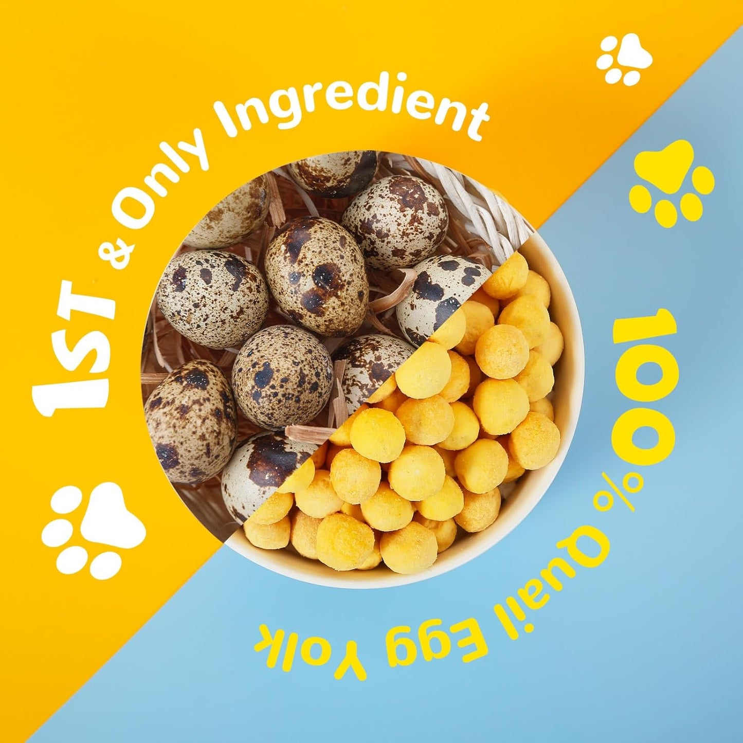 Freeze-Dried Quail Egg Yolk Treats for Dogs & Cats, Single-Ingredient Snacks - Pawup