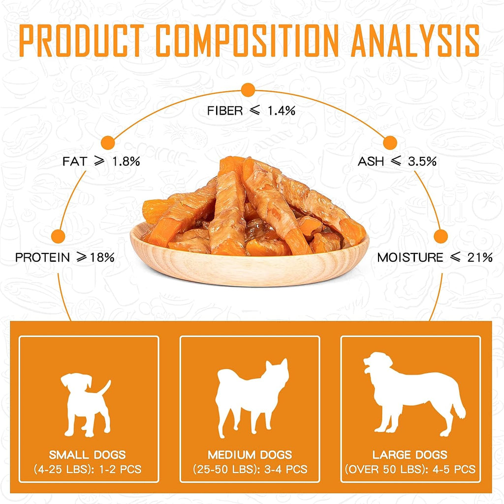Dog Treats Chicken Jerky Wrapped Sweet Potato, 12.5 oz - Pawup