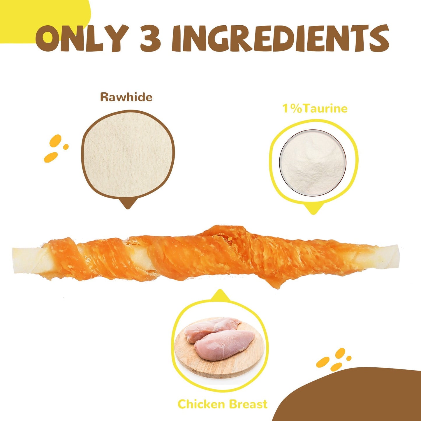 Chicken Wrapped Rawhide Stick Dog Treats, Long-Lasting Chews for Dogs, 10.4 oz - Pawup