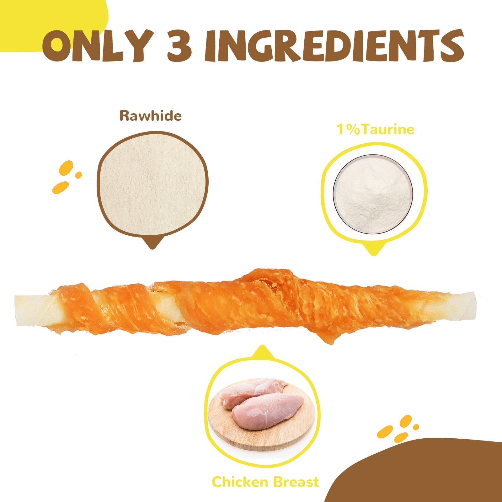 Chicken Wrapped Rawhide Stick Dog Treats, Long-Lasting Chews for Dogs, 10.4 oz - Pawup