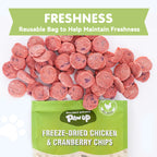 PAWUP Freeze Dried Dog Treats, Real Chicken with Cranberry, High Protein Crunchy Training Snack for Small Medium Large Dogs, 3.6 oz Bag