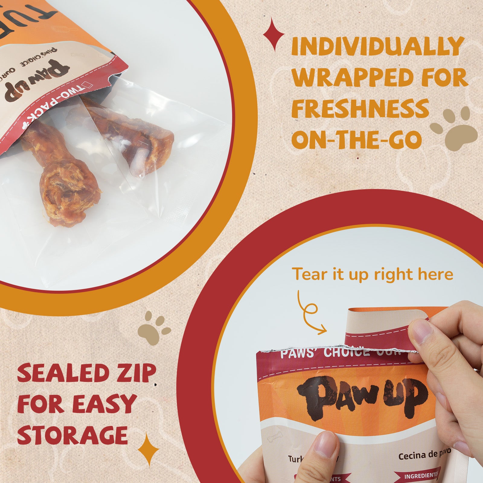 Turkey Jerky Dog Treats, High-Protein Chews for Large Dogs, 2 Sticks (36 g Each) - Pawup