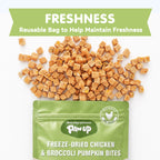 PAWUP Freeze Dried Dog Treats, Real Chicken with Pumpkin & Broccoli, High Protein Crunchy Training Snack for Small Medium Large Dogs, 3.6 oz Bag
