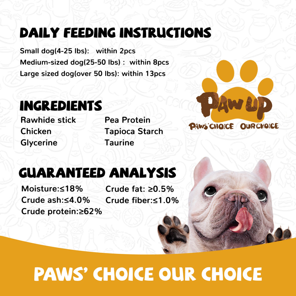 Chicken Wrapped Rawhide Sticks for Teeth Cleaning, Taurine Added 24oz - Pawup