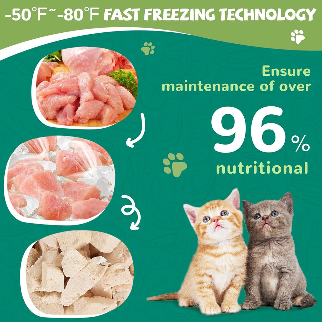 Freeze-Dried Chicken Treats for Cats & Dogs, High-Protein Single-Ingredient Food Topper, 3.8 oz - Pawup