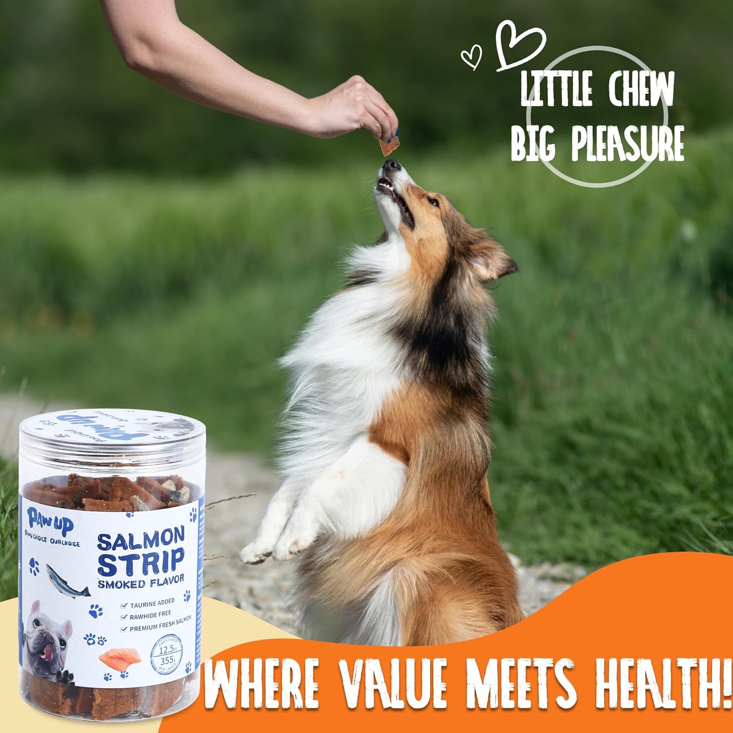 Salmon Strips Dog Treats, High-Protein Omega 3-6 Snacks for Dogs, 12.5 oz - Pawup