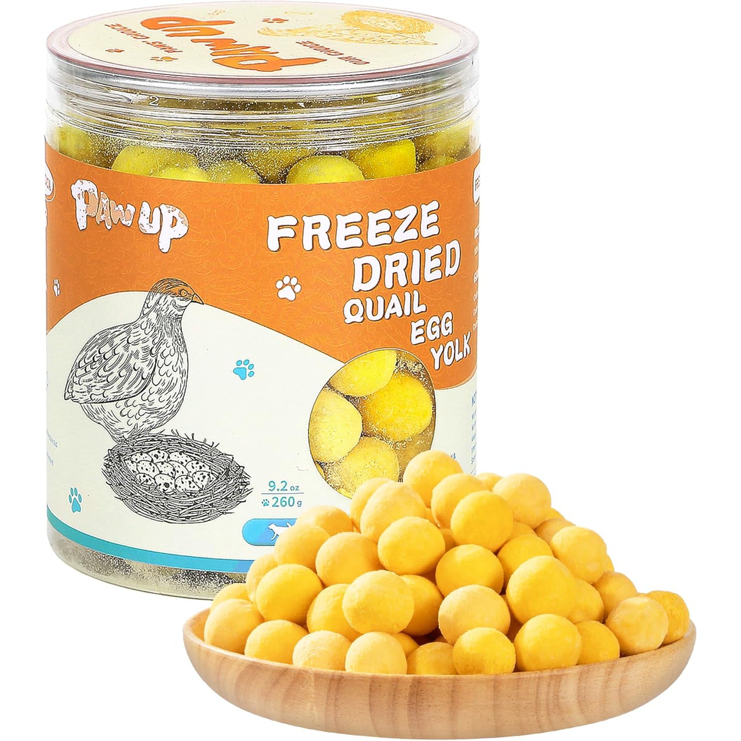 Freeze-Dried Quail Egg Yolk Treats for Dogs & Cats, Single-Ingredient Snacks - Pawup