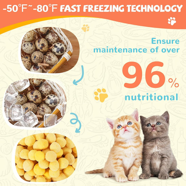Freeze-Dried Quail Egg Yolk Treats for Dogs & Cats, Single-Ingredient Snacks Main Image