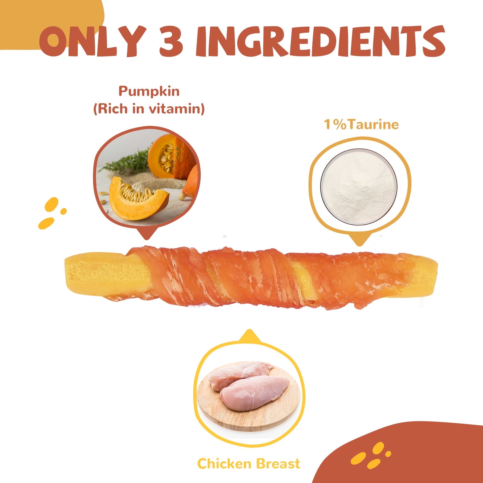 Chicken Wrapped Pumpkin Stick Dog Treats, Rawhide-Free Chews for Dogs, 10.4 oz - Pawup