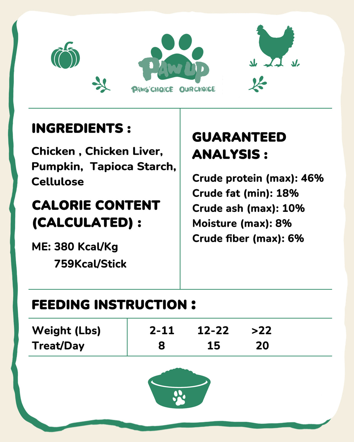 PAWUP Freeze-Dried Chicken Cat Food Topper, 6 oz