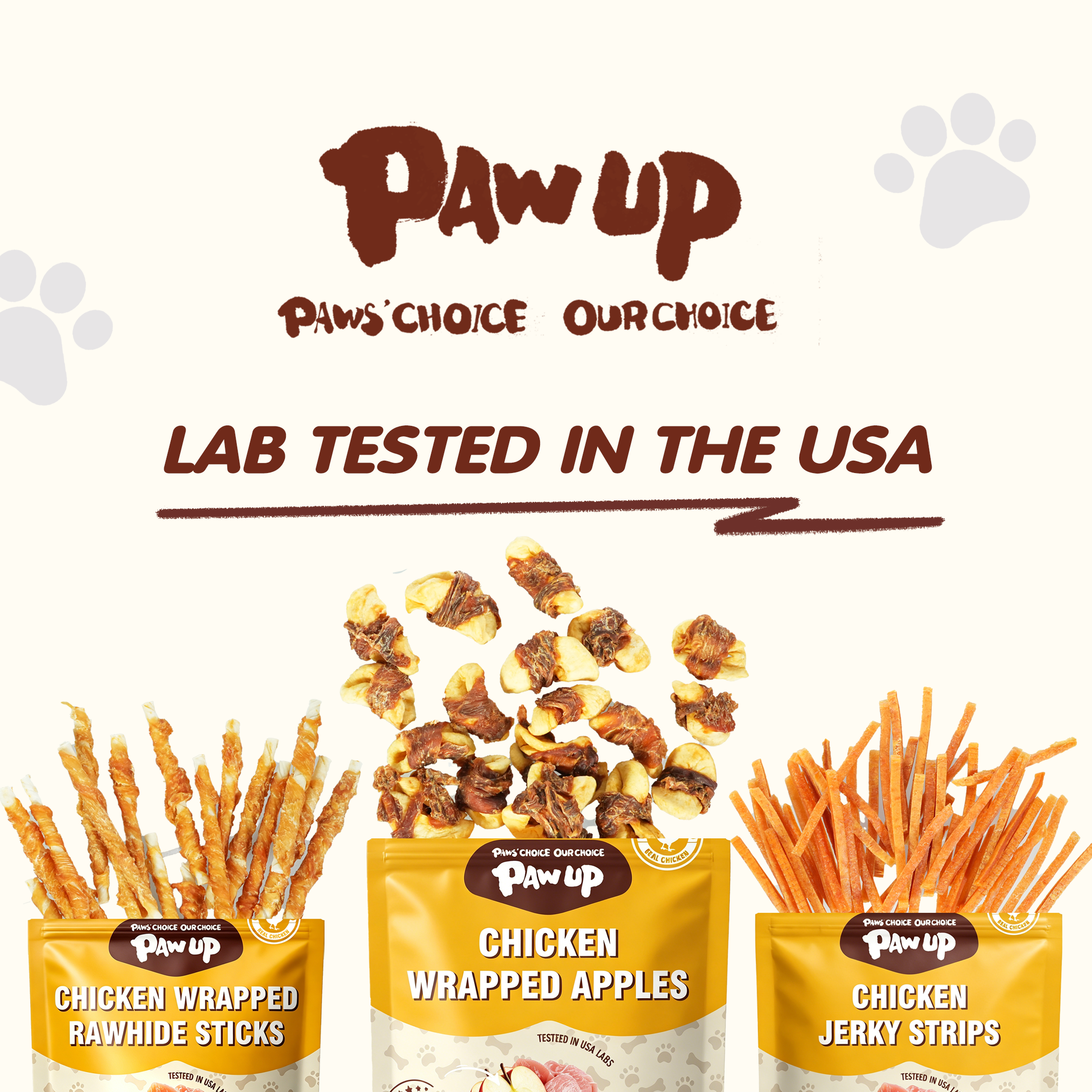 PAWUP Chicken Wrapped Apple Dog Treats, Chewy Dog Snack for Balanced Nutrition, Gluten & Grain Free Fruit Wraps for Dogs, 10.6 oz